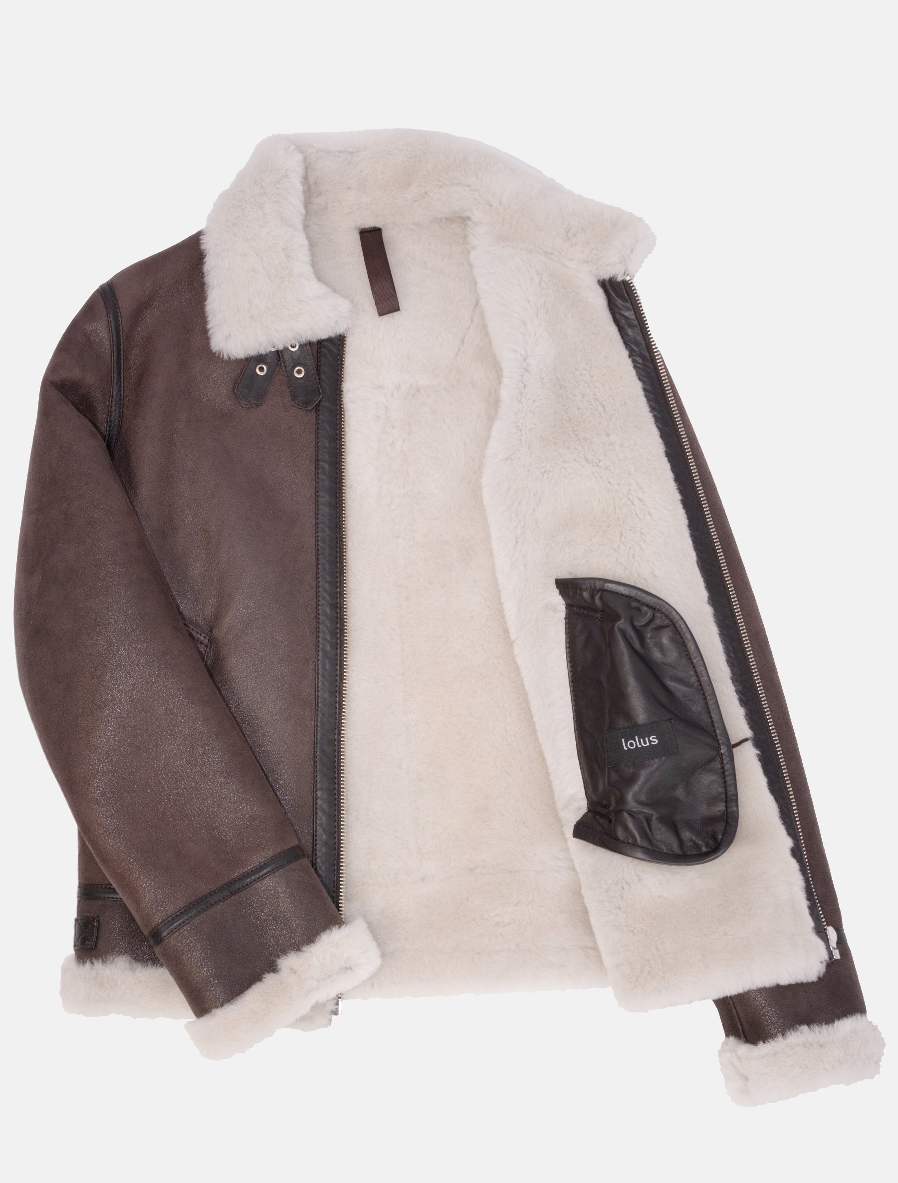 Vonrock - Lammfelljacke - dunkelbraun