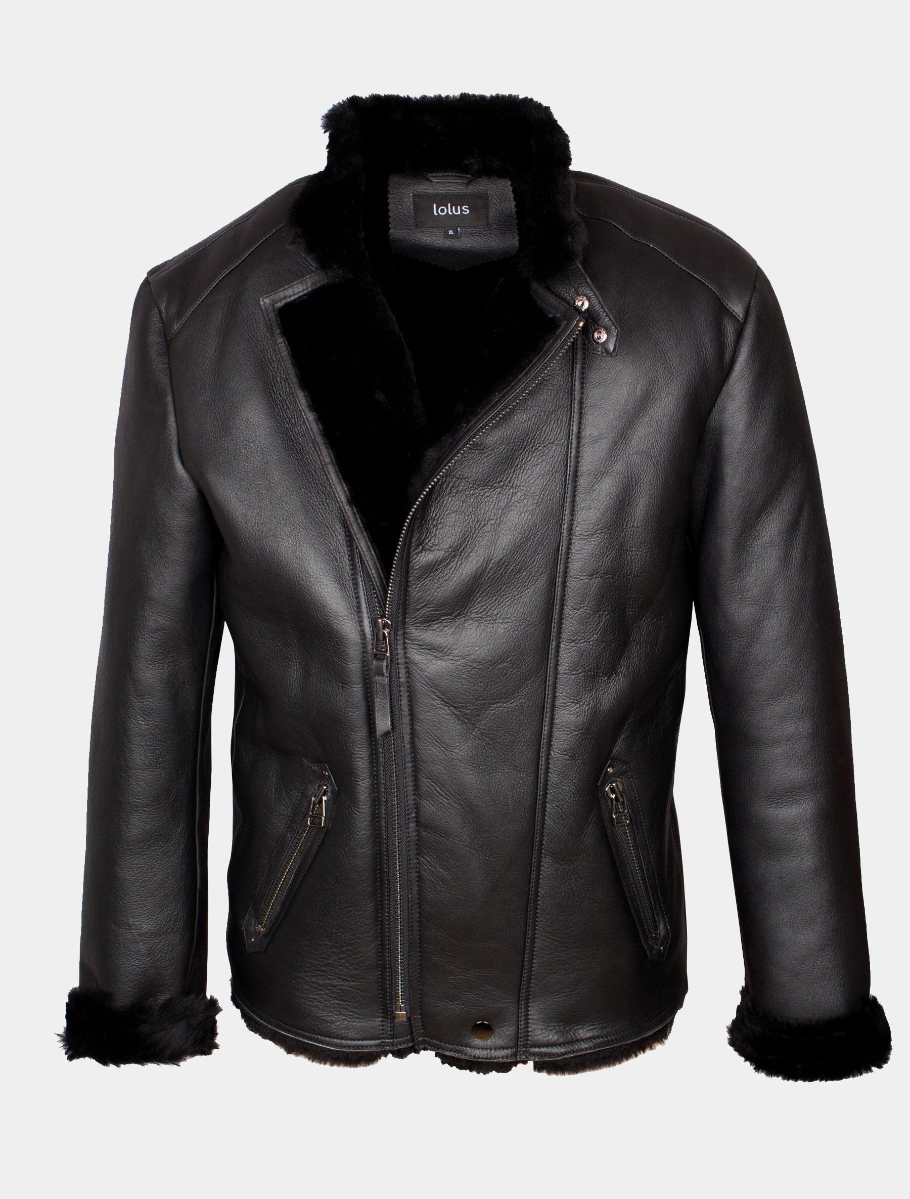 Blackraw - Lammfelljacke - schwarz