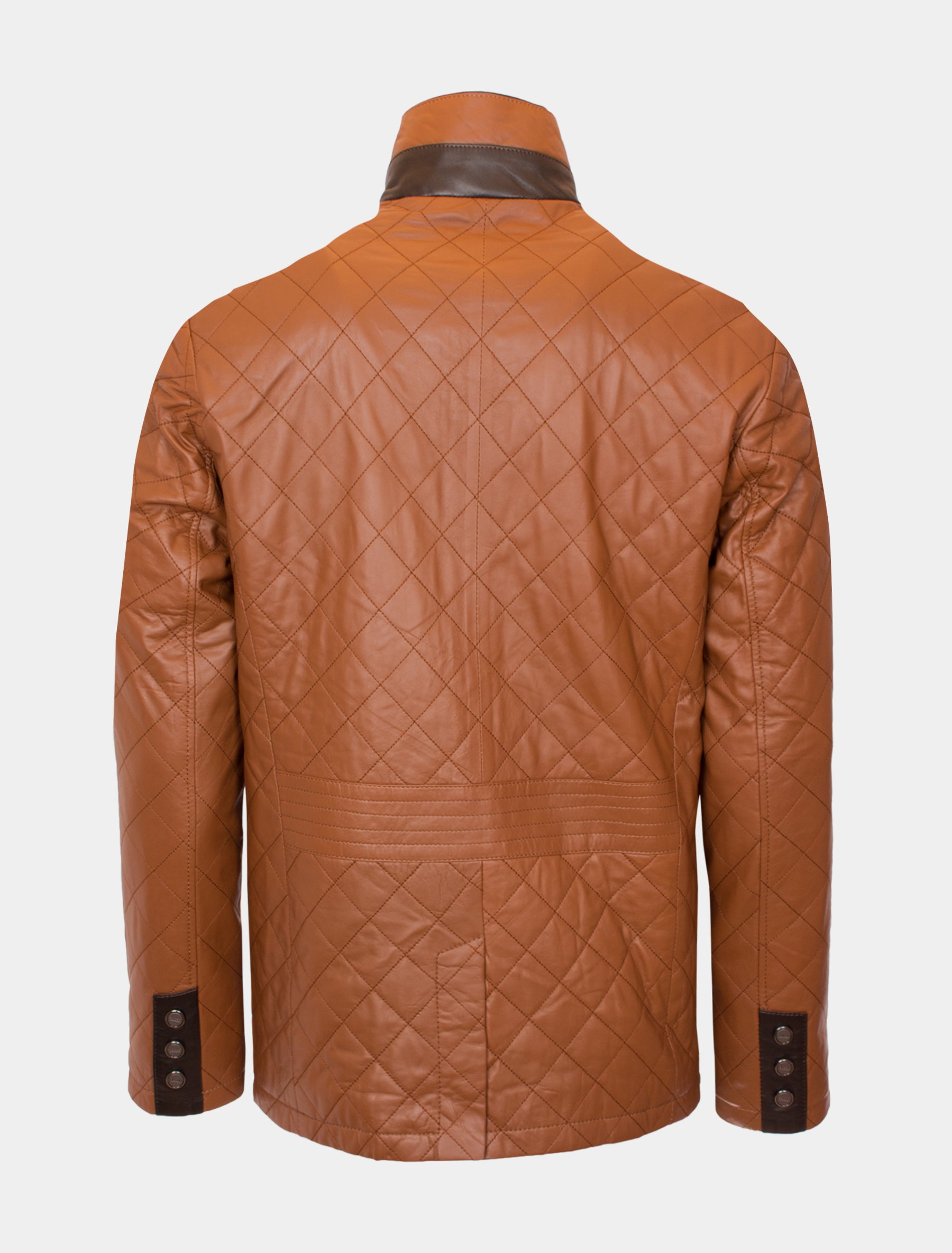 Leno - Lederjacke gesteppt - cognac dunkelbraun