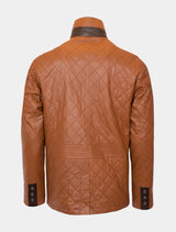 Leno - Lederjacke gesteppt - cognac dunkelbraun