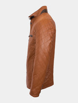 Leno - Lederjacke gesteppt - cognac dunkelbraun