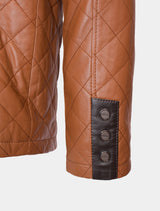 Leno - Lederjacke gesteppt - cognac dunkelbraun
