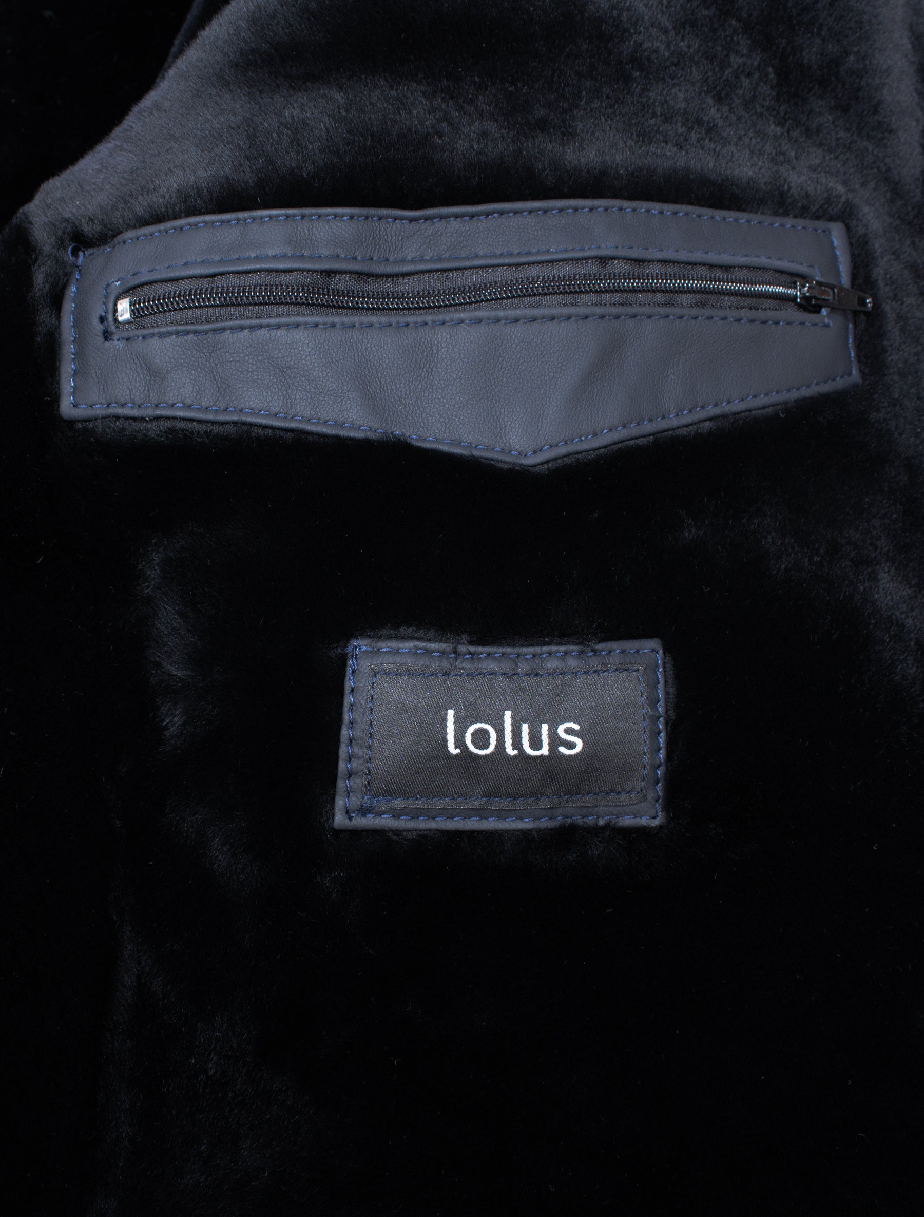 Leno Lammfell - Lammfelljacke gesteppt - dunkelblau braun