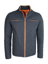 Albert - Wende Lederjacke gesteppt - dunkelblau orange
