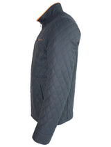 Albert - Wende Lederjacke gesteppt - dunkelblau orange