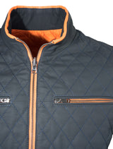 Albert - Wende Lederjacke gesteppt - dunkelblau orange