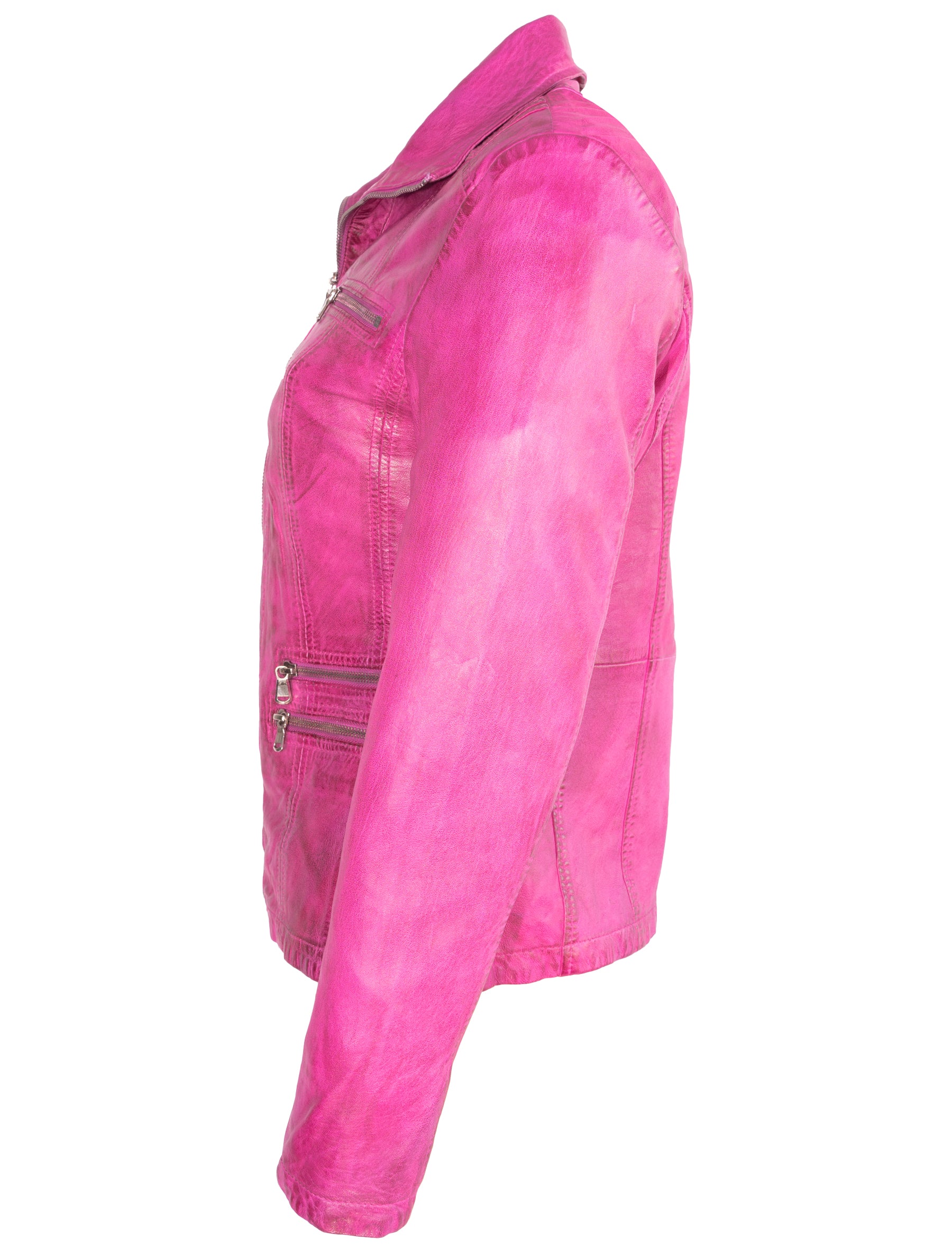 Clara - Lederjacke - shocking pink