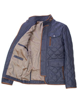 Clay - Lederjacke gesteppt - parliament blau braun