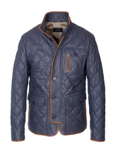 Clay - Lederjacke gesteppt - parliament blau braun