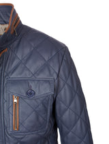 Clay - Lederjacke gesteppt - parliament blau braun