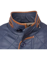 Clay - Lederjacke gesteppt - parliament blau braun