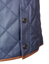 Clay - Lederjacke gesteppt - parliament blau braun