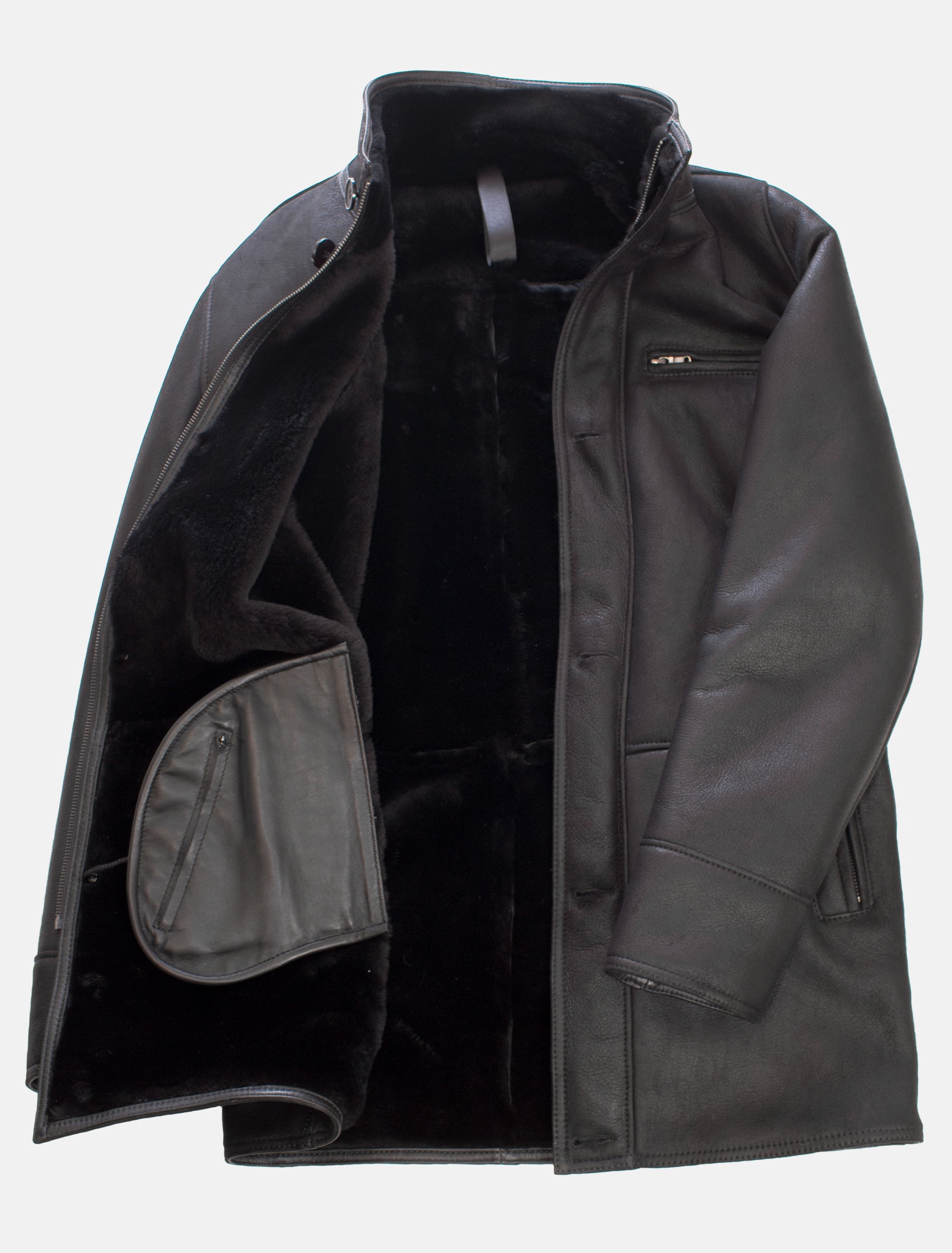 Frank - Lammfelljacke - schwarz