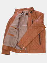 Jack - Lederjacke gesteppt - cognac dunkelbraun