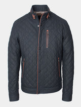 Jack - Lederjacke gesteppt - dunkelblau braun