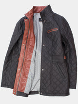 Juna - Lederjacke gesteppt - schwarz braun