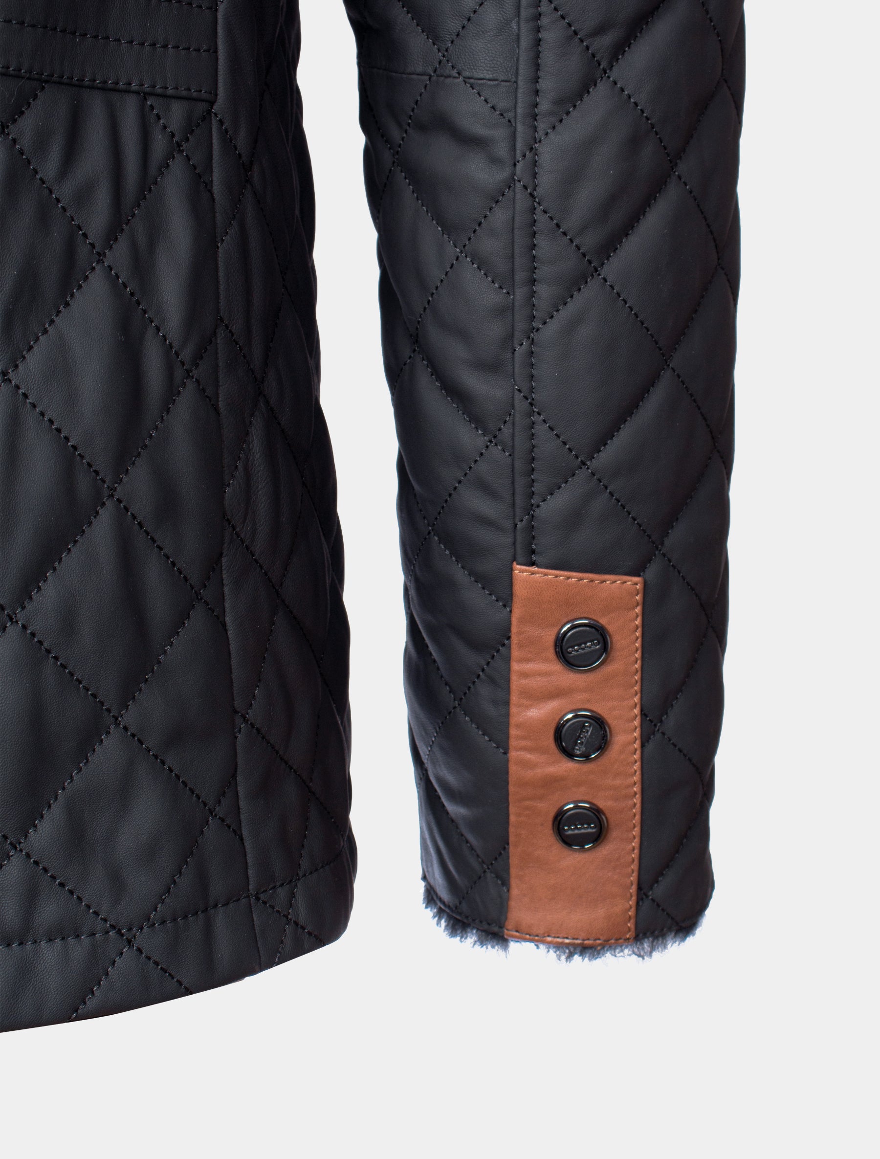 Leno Lammfell - Lammfelljacke gesteppt - schwarz braun