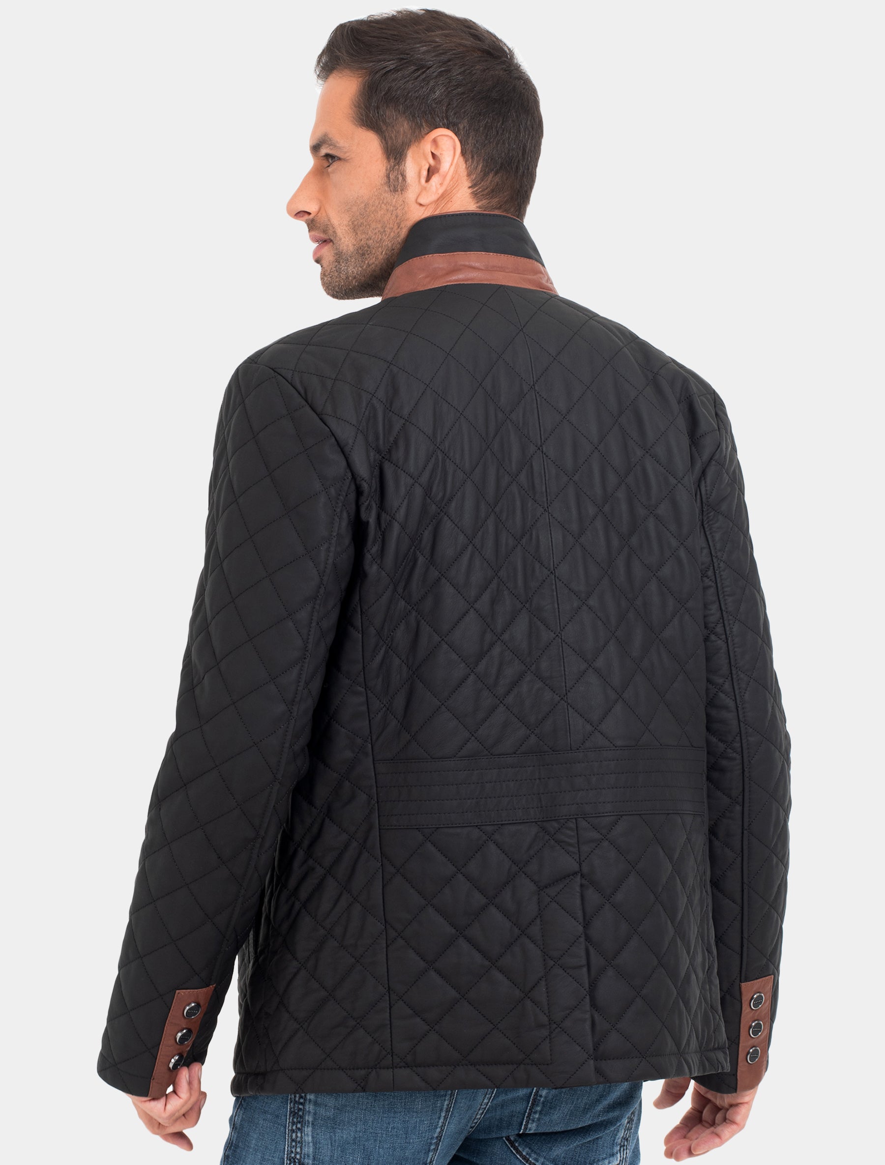 Leno - Lederjacke gesteppt - schwarz braun