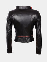 Liya - Damen Lederjacke - schwarz rot