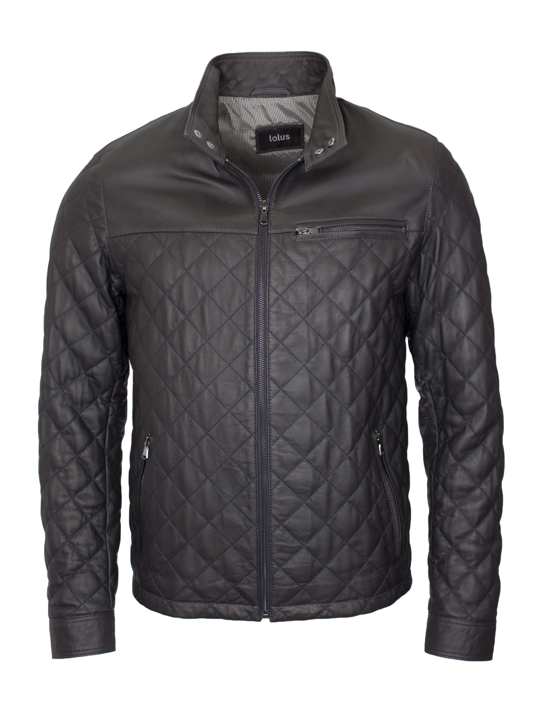 Tale - Lederjacke halb gesteppt - dunkelblau