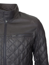 Tale - Lederjacke halb gesteppt - dunkelblau