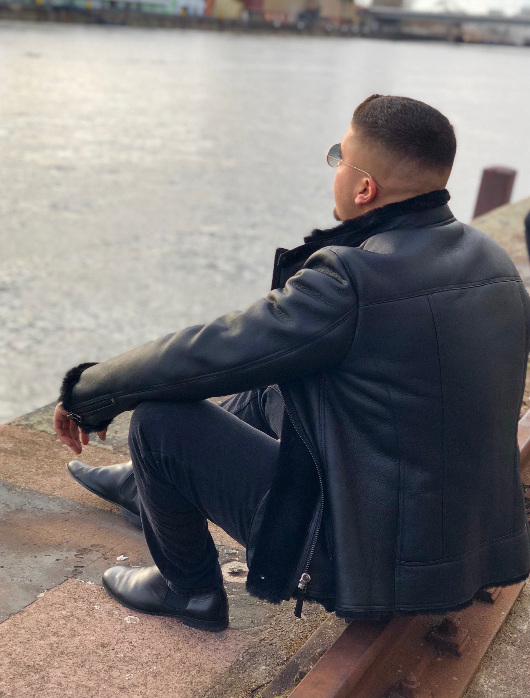 Blackraw - Lammfelljacke - schwarz