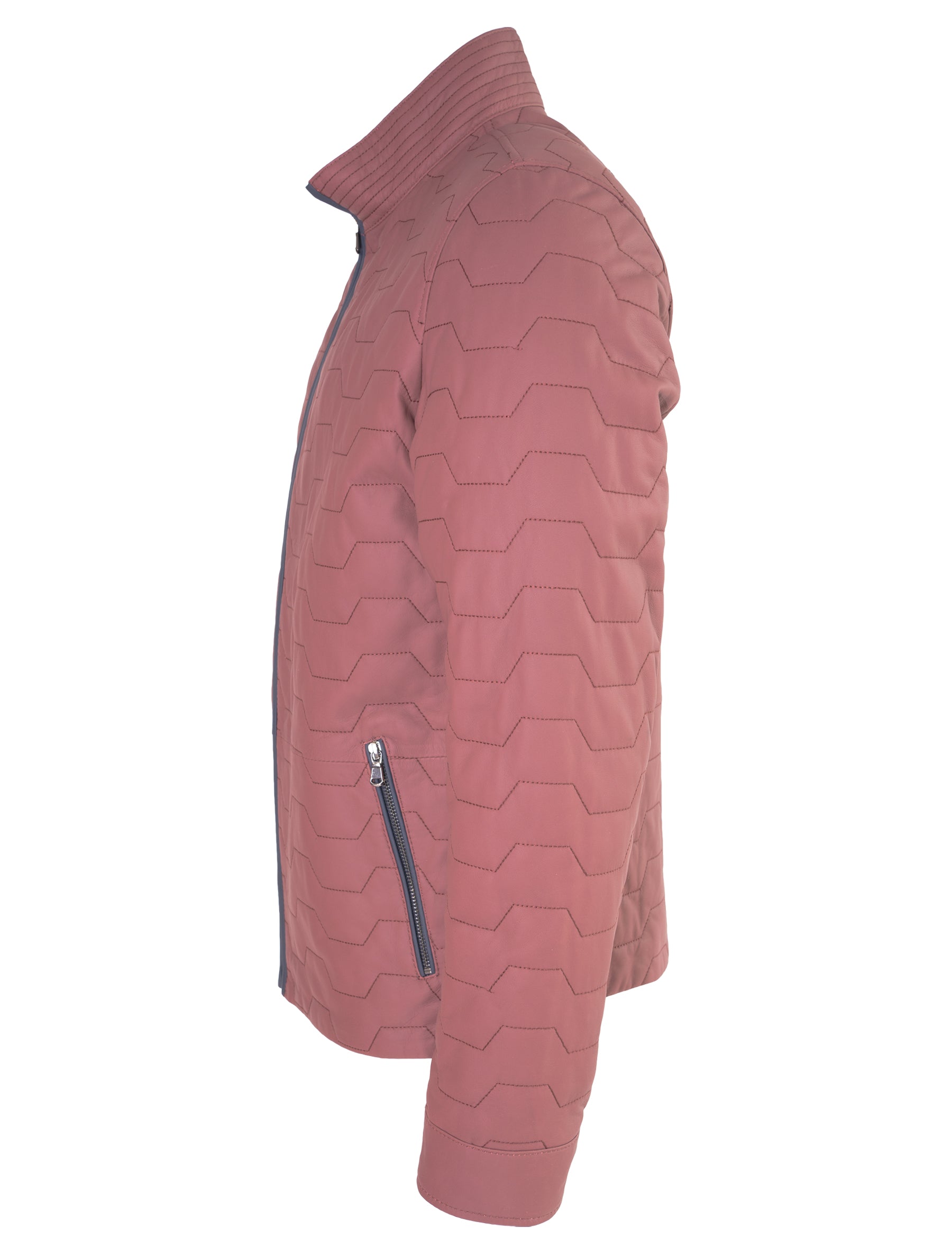 Chris - Lederjacke gesteppt - weinrot