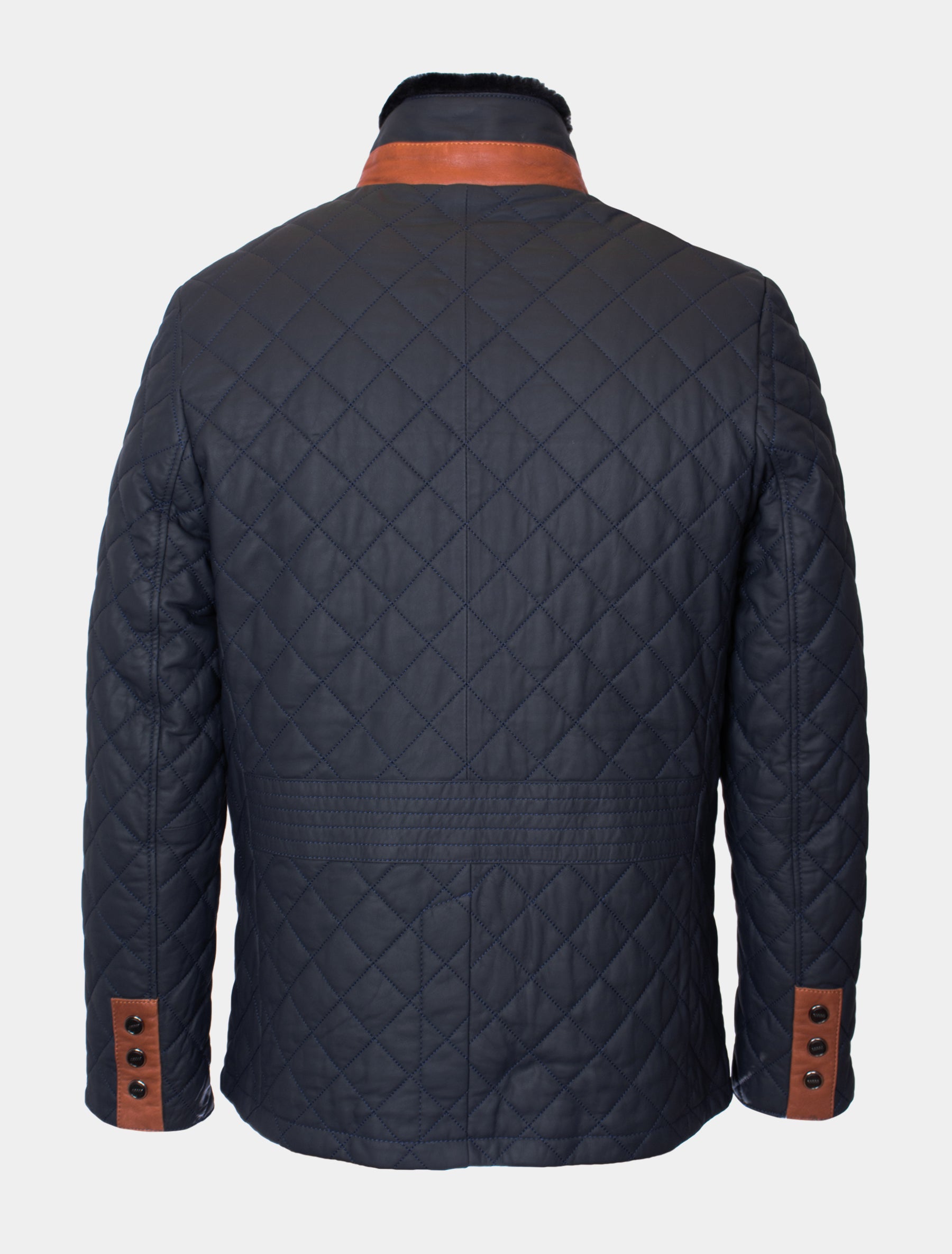 Leno Lammfell - Lammfelljacke gesteppt - dunkelblau braun