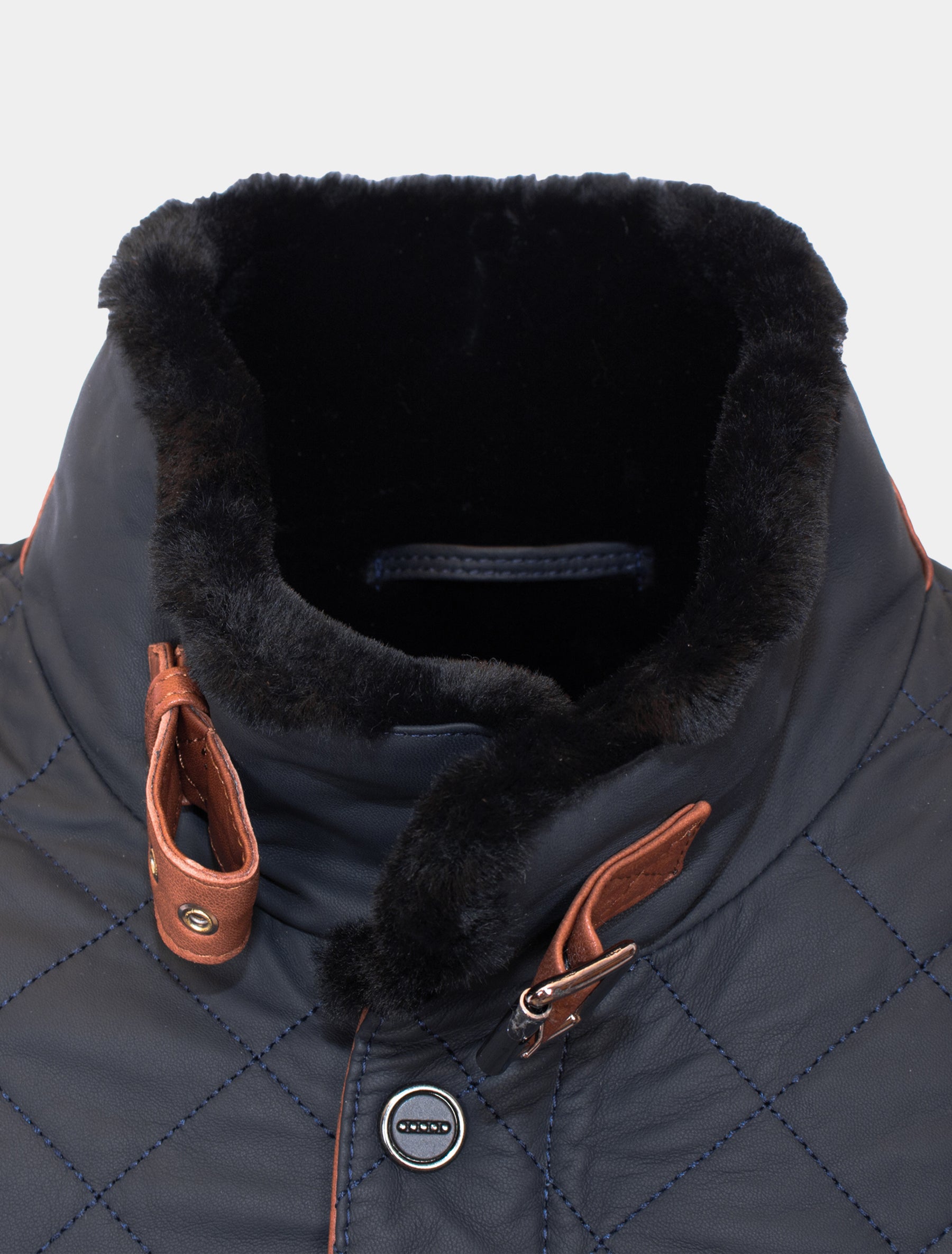 Leno Lammfell - Lammfelljacke gesteppt - dunkelblau braun