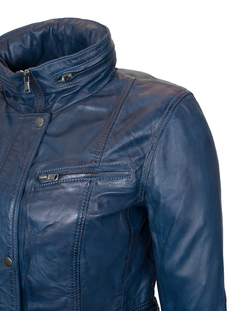 Angel - Lederjacke - royalblau