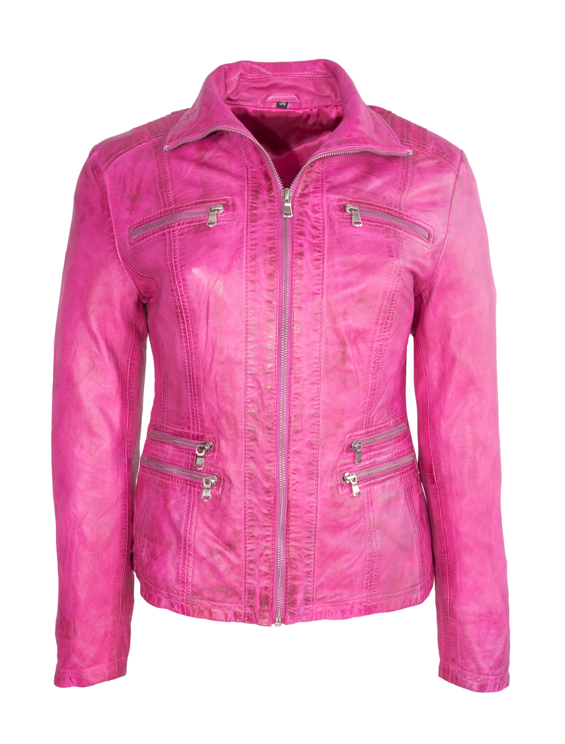 Clara - Lederjacke - shocking pink