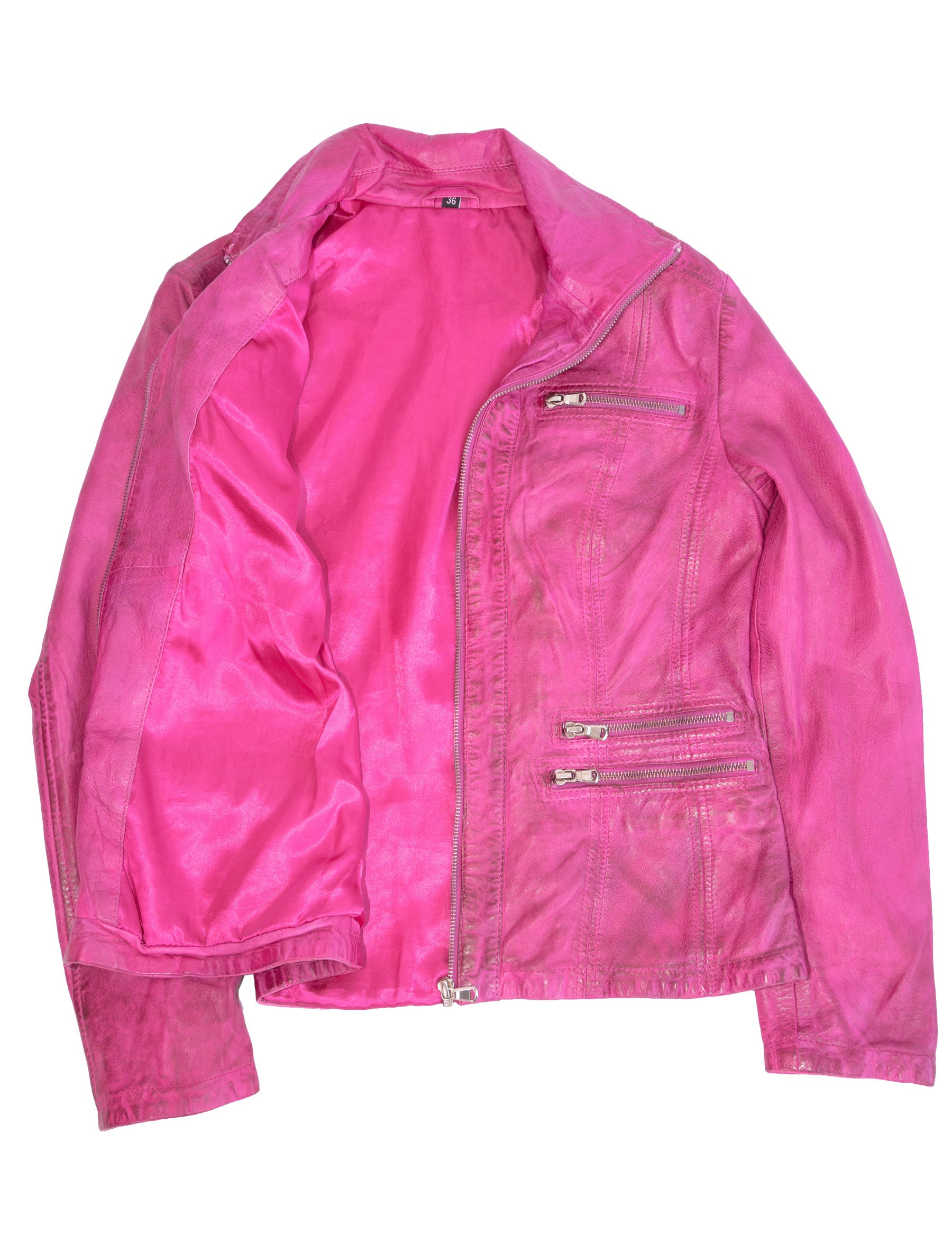 Clara - Lederjacke - shocking pink