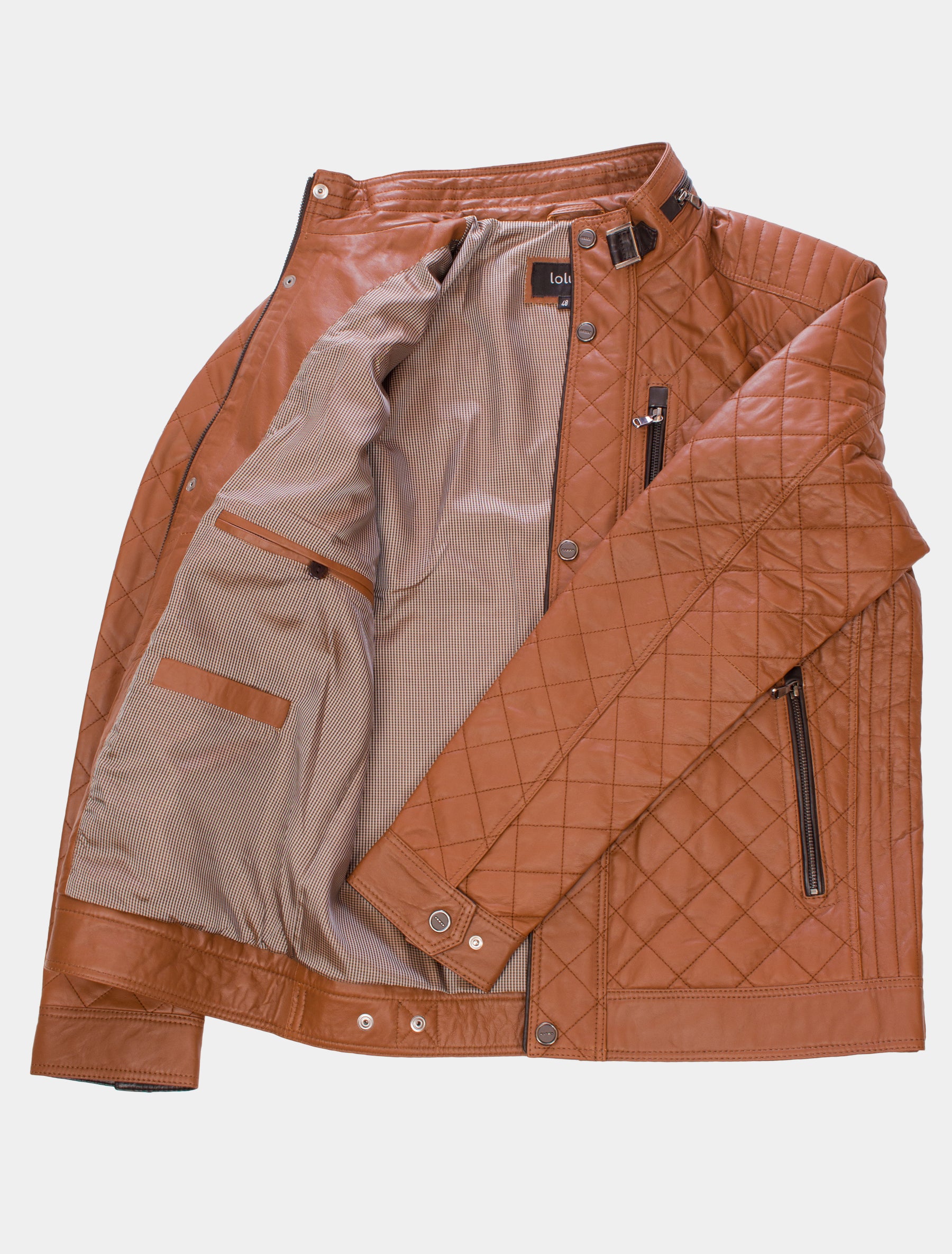 Jack - Lederjacke gesteppt - cognac dunkelbraun