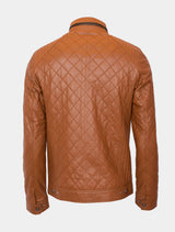 Jack - Lederjacke gesteppt - cognac dunkelbraun