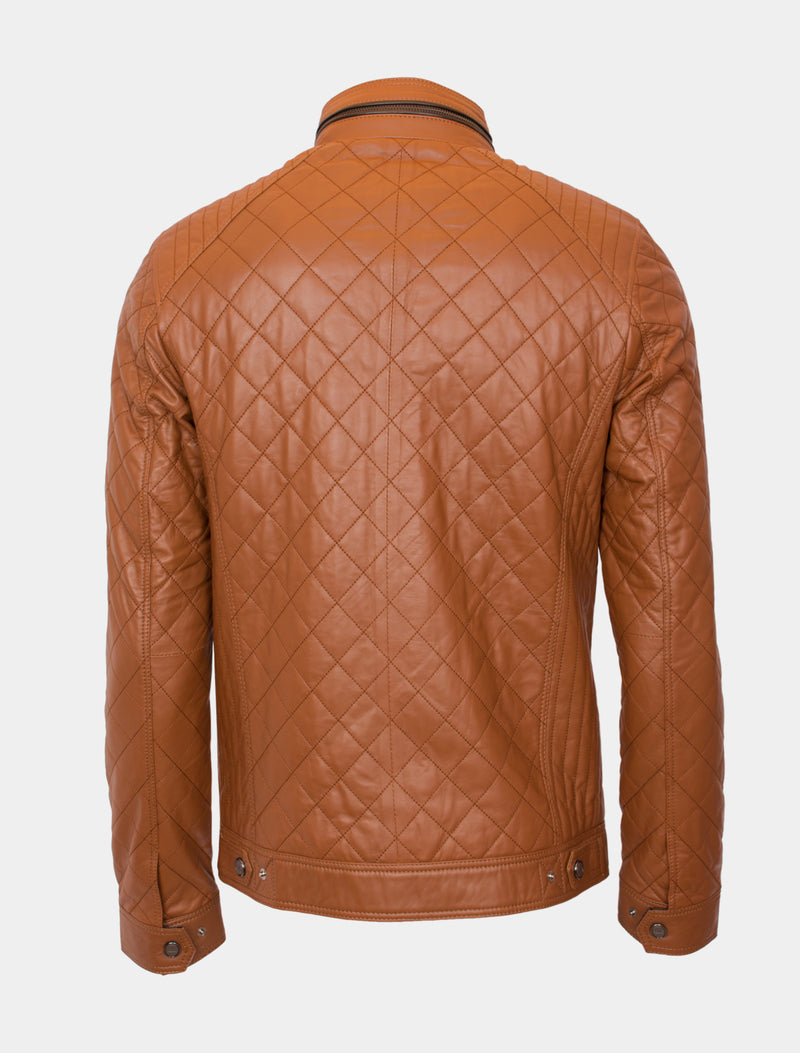 Jack - Lederjacke gesteppt - cognac dunkelbraun