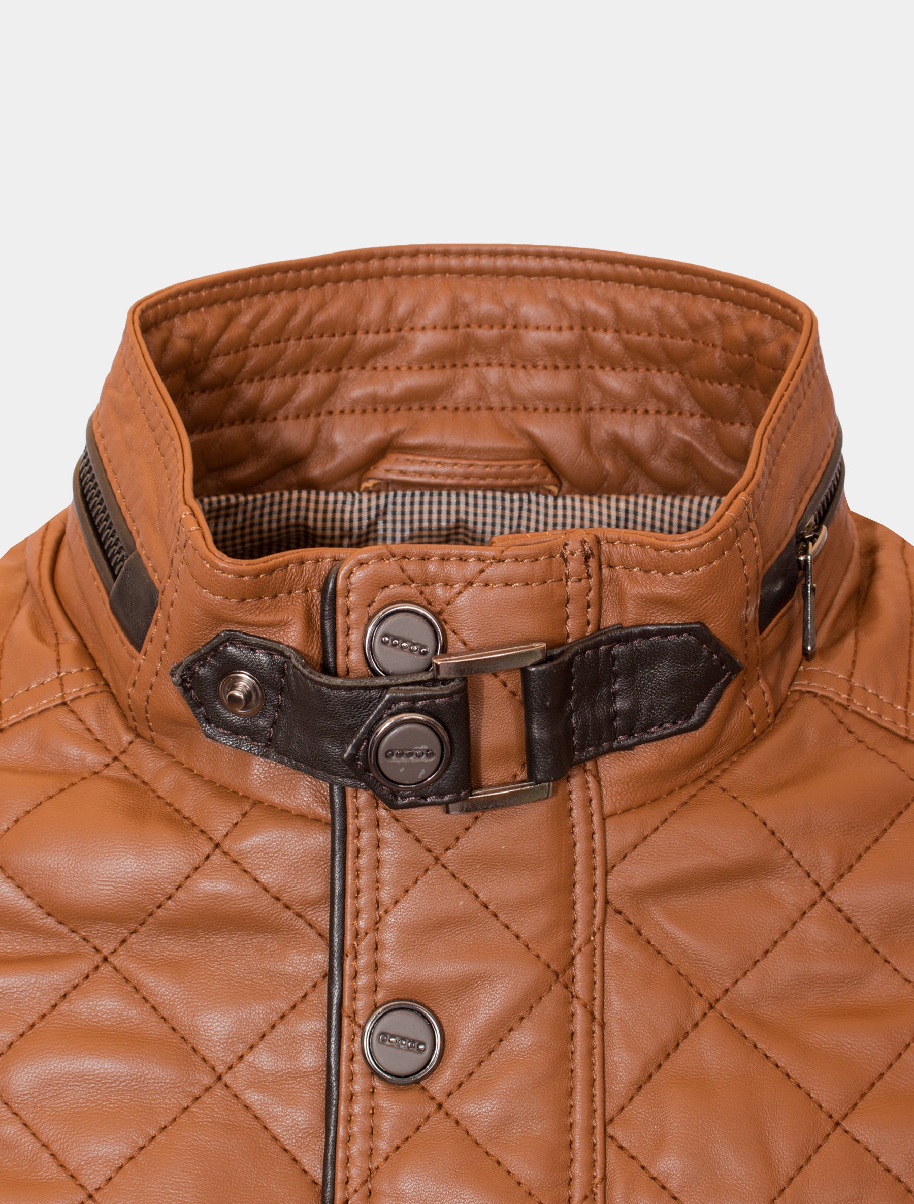 Jack - Lederjacke gesteppt - cognac dunkelbraun