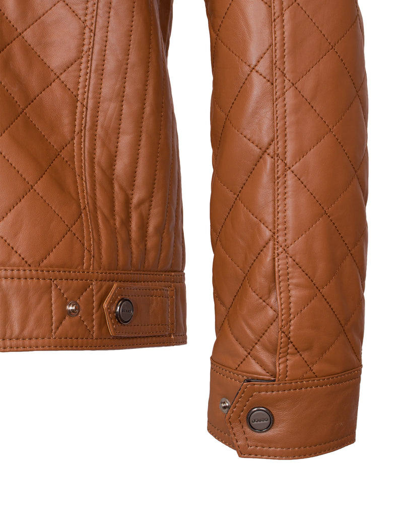 Jack - Lederjacke gesteppt - cognac dunkelbraun