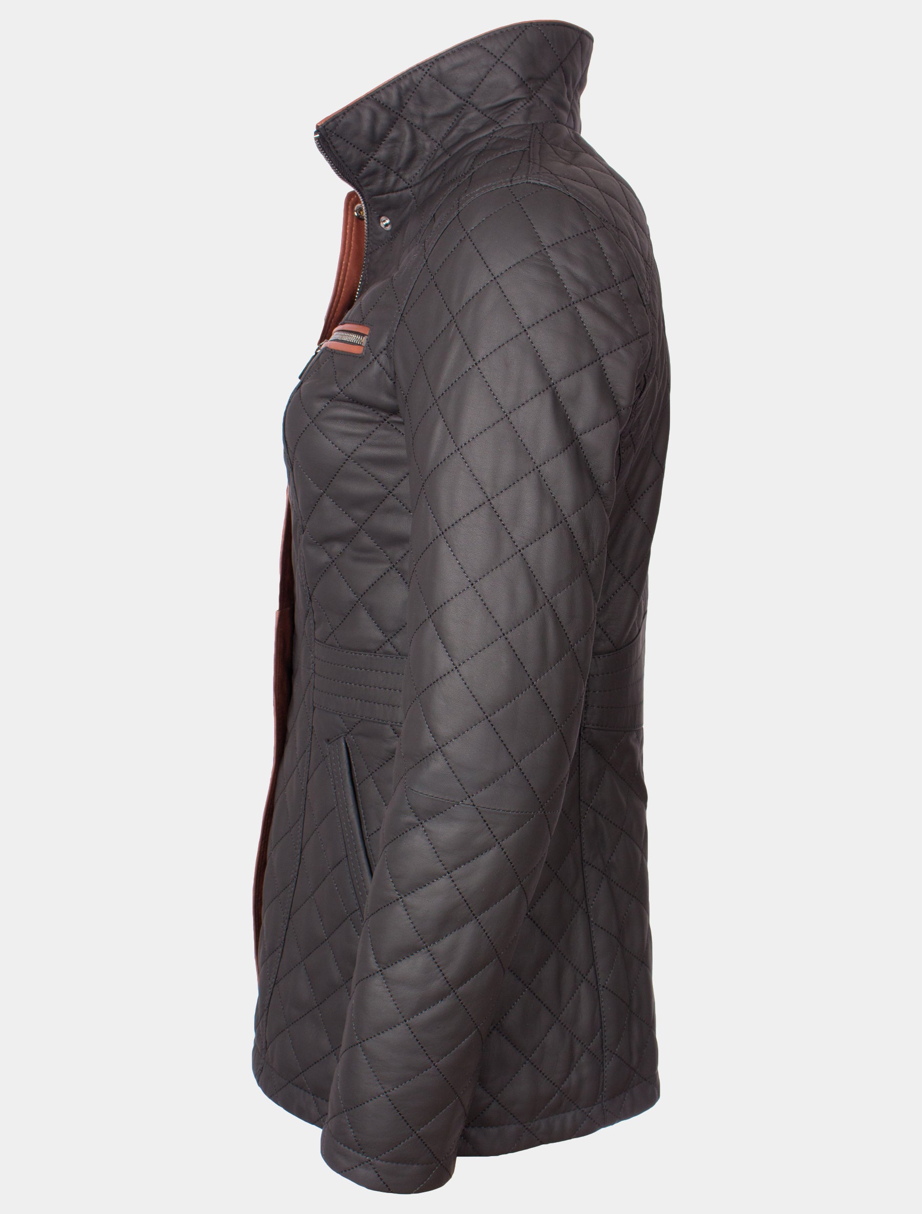 Juna - Lederjacke gesteppt - schwarz braun