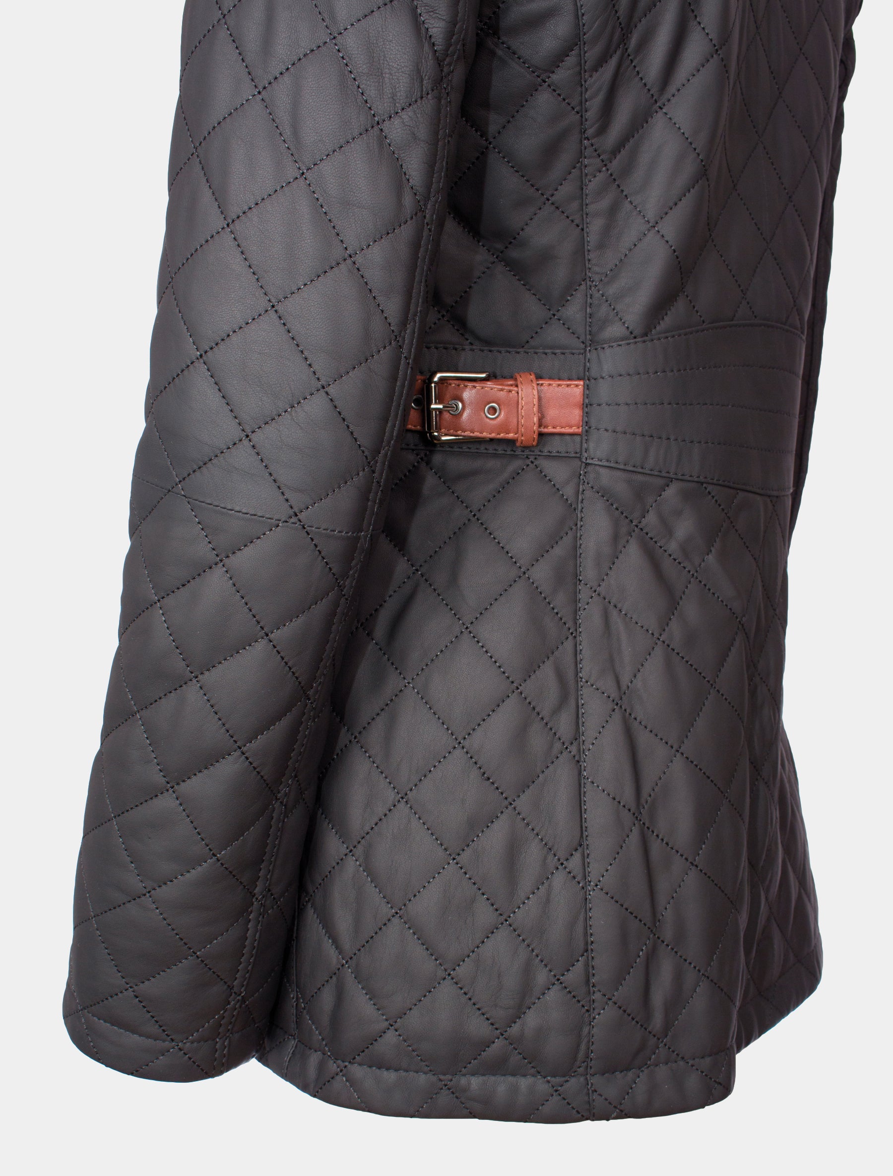 Juna - Lederjacke gesteppt - schwarz braun