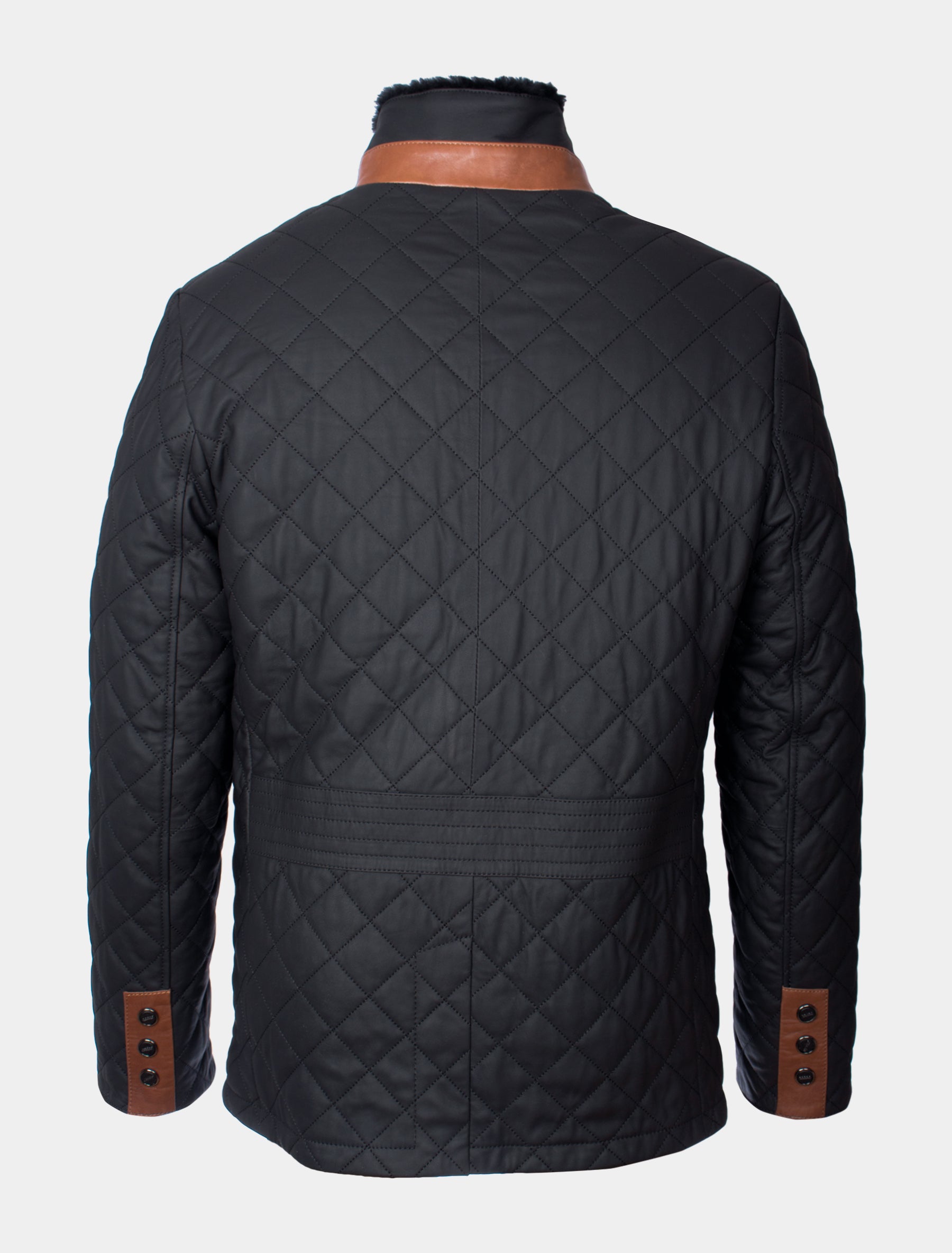 Leno Lammfell - Lammfelljacke gesteppt - schwarz braun