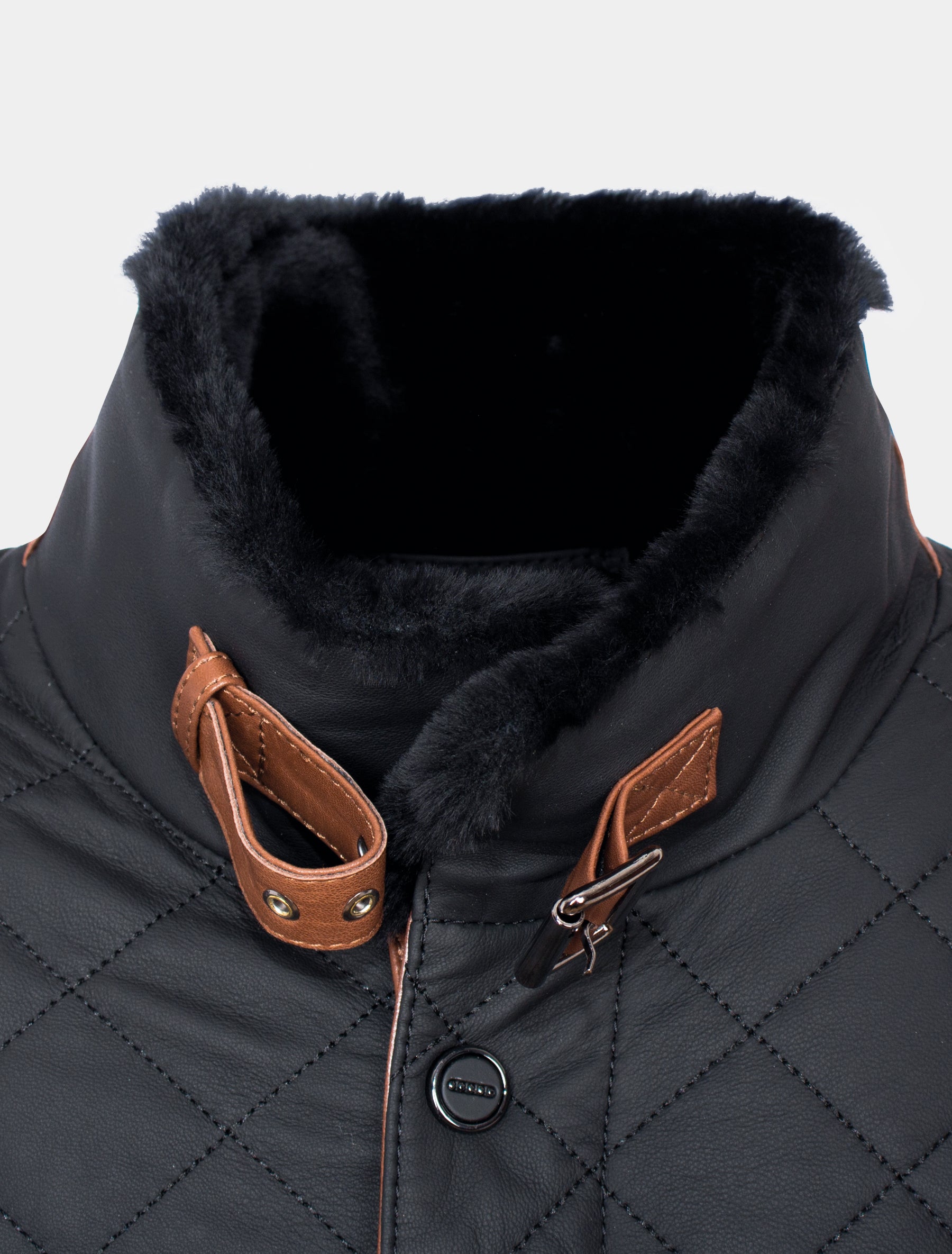 Leno Lammfell - Lammfelljacke gesteppt - schwarz braun