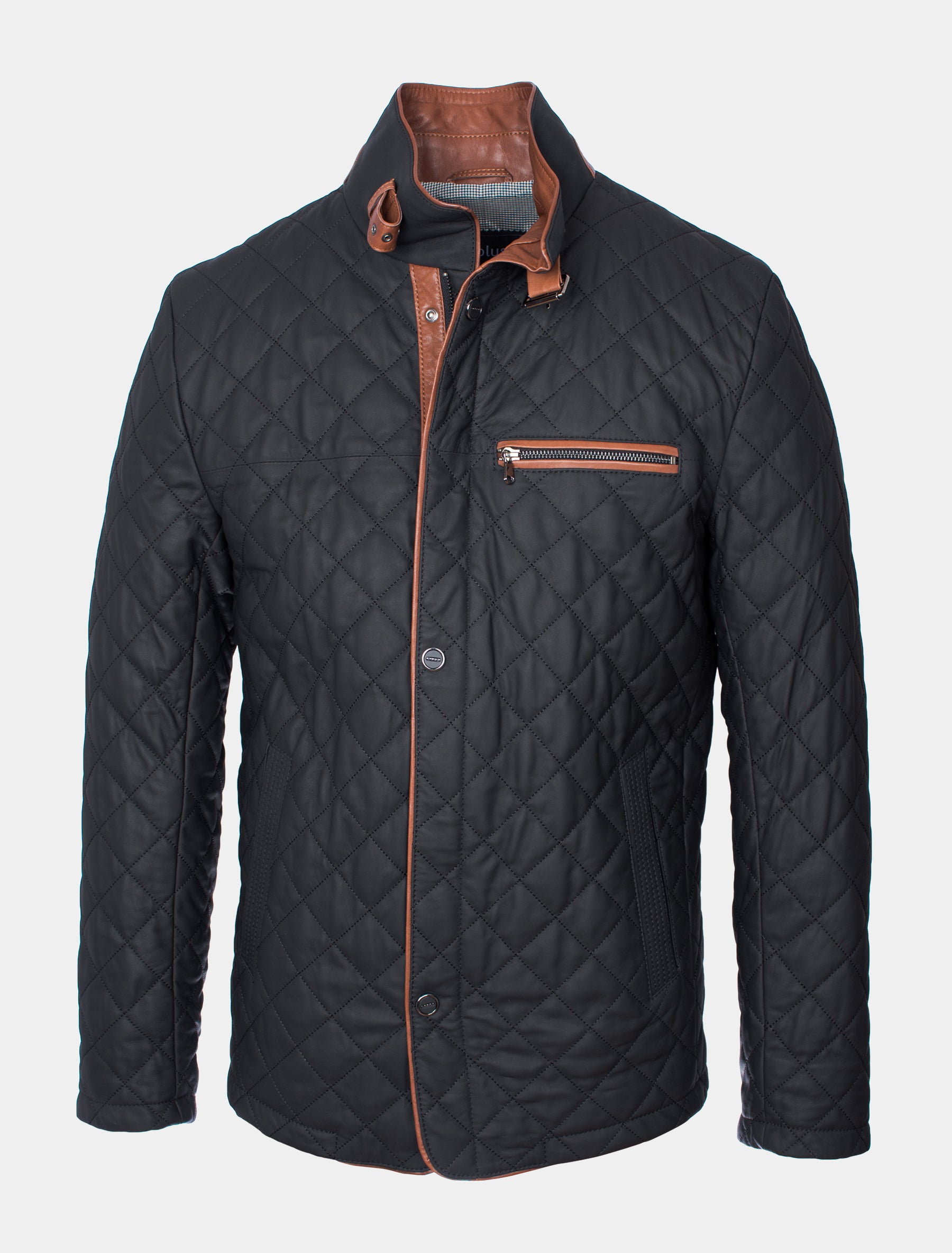 Leno - Lederjacke gesteppt - schwarz braun