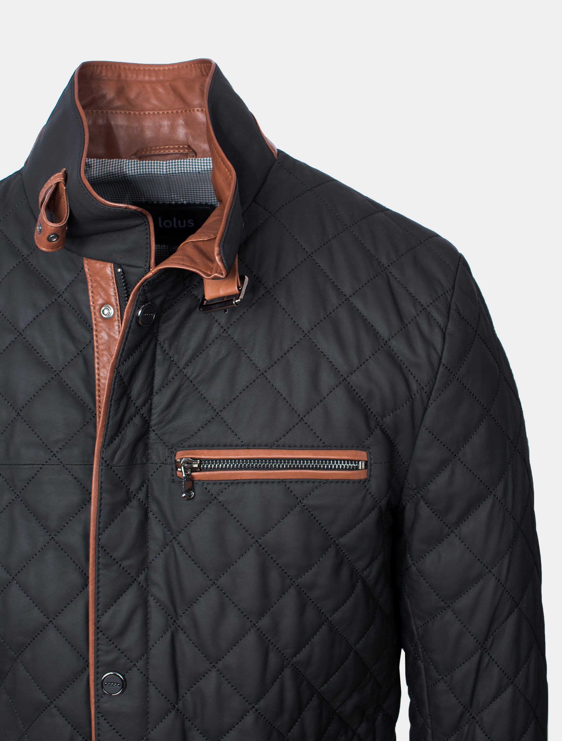 Leno - Lederjacke gesteppt - schwarz braun