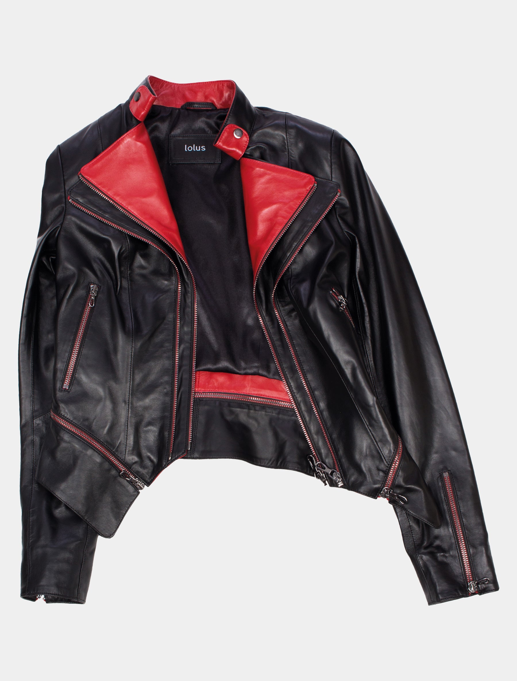 Liya - Damen Lederjacke - schwarz rot