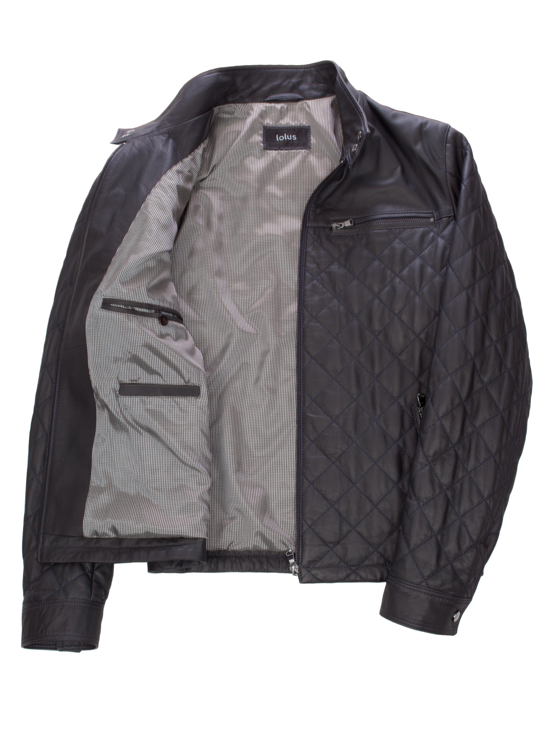 Tale - Lederjacke halb gesteppt - dunkelblau