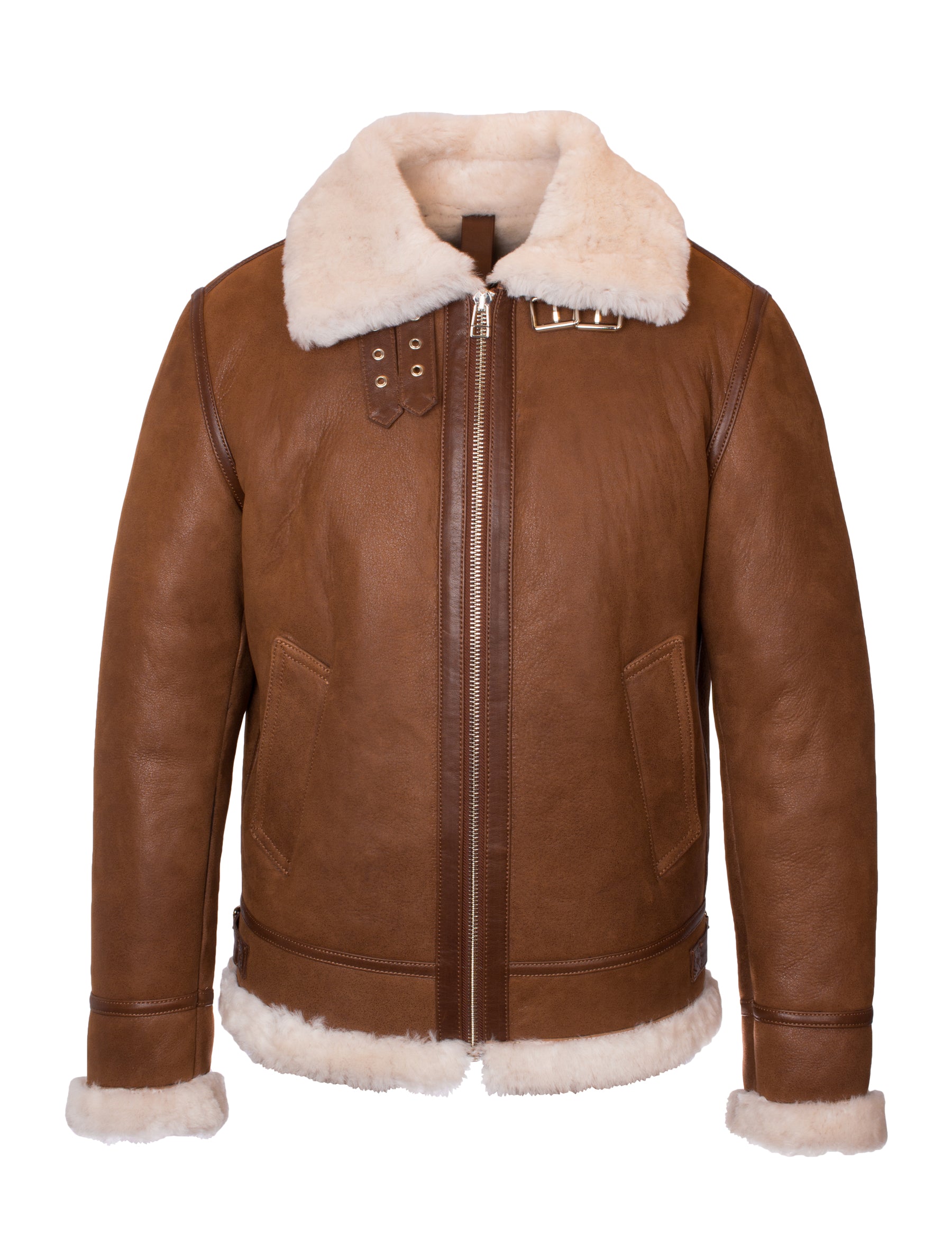 Vonrock - Lammfelljacke - cognac