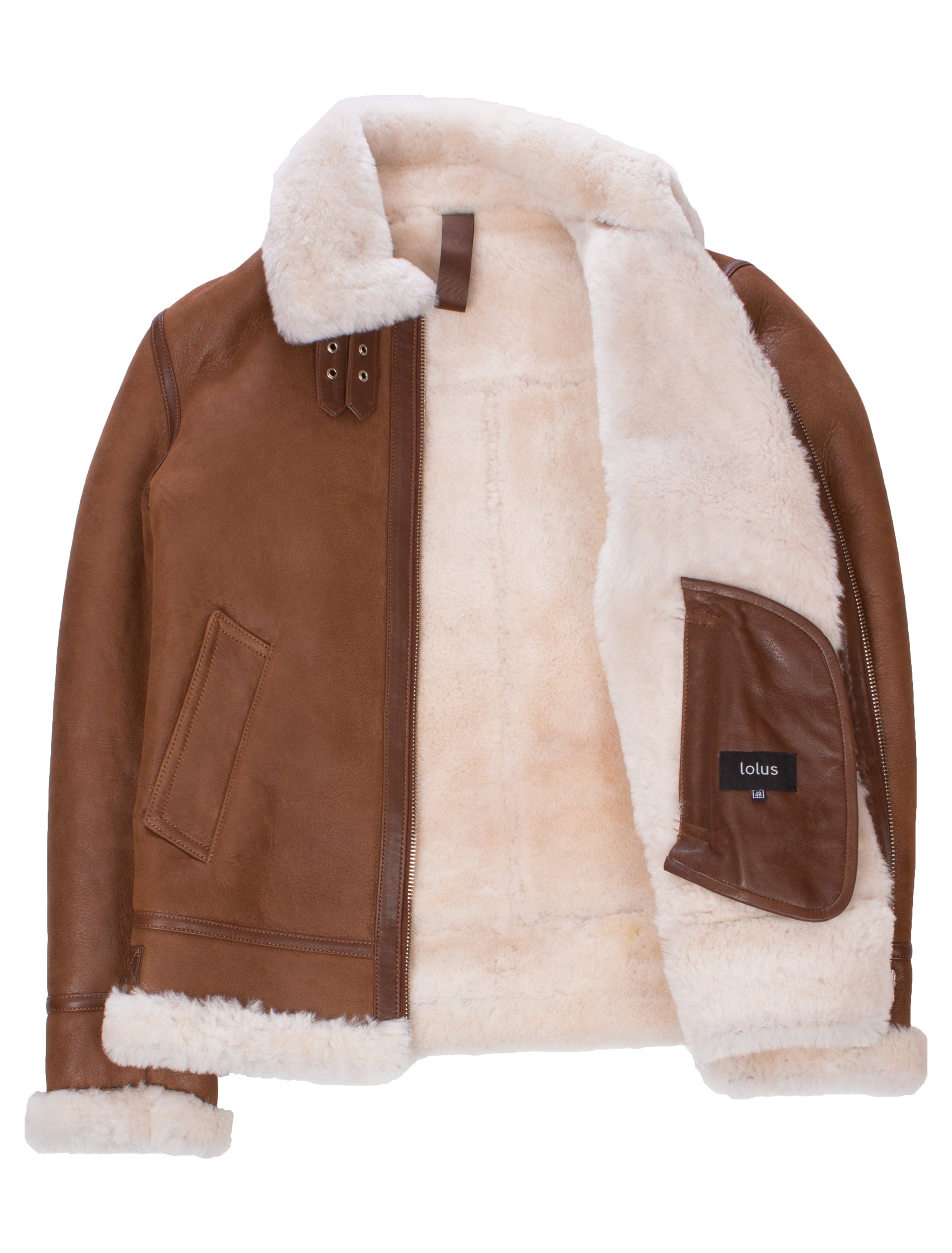 Vonrock - Lammfelljacke - cognac